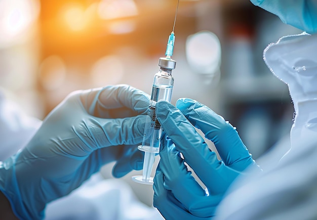 Photo a doctor is holding a syringe that is being held by a doctor