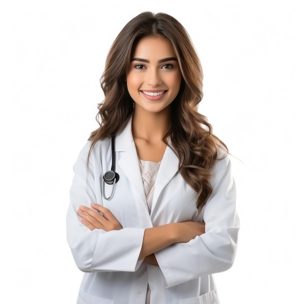 Doctor lady friendly smiling Illustration AI GenerativexA