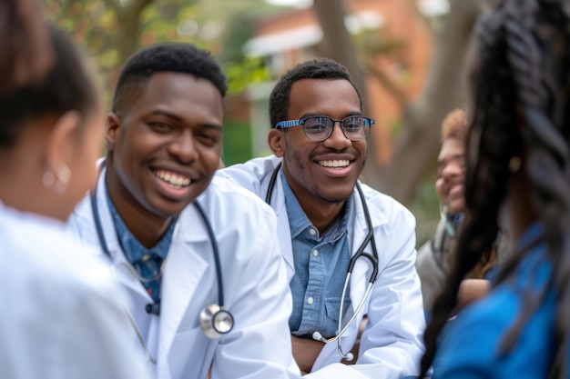 Doctor Mentoring Medical Students in Discussion