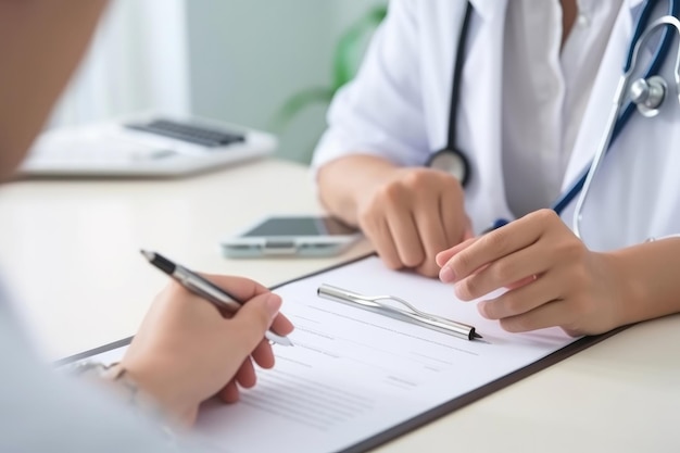 Doctor office desk work place of physician