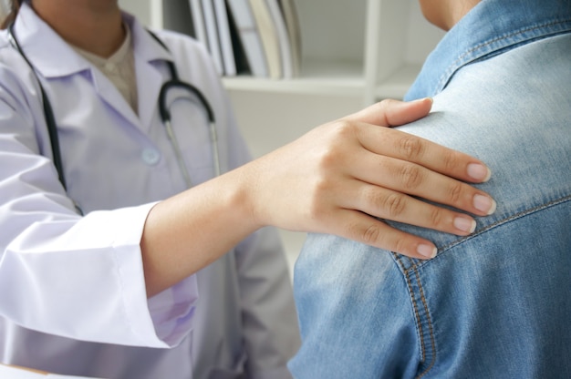 Doctor and patient are discussing interview consulting patient