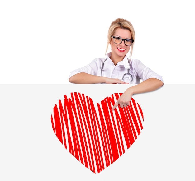 Doctor pointing to heart