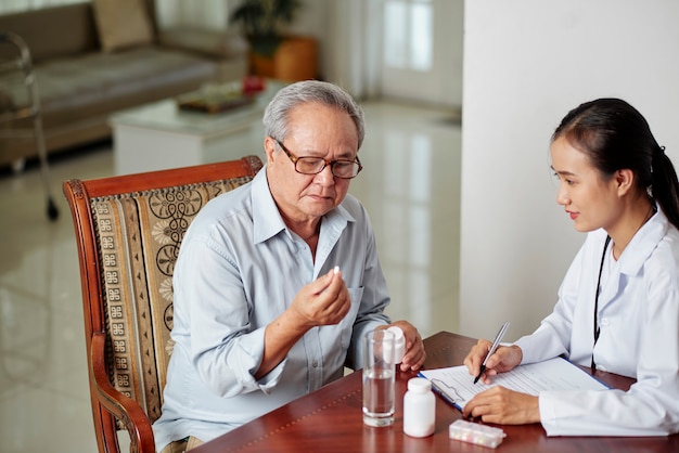 Doctor prescribing pills for treatment