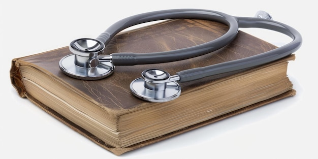 Doctor stethoscope on medical book AI generation