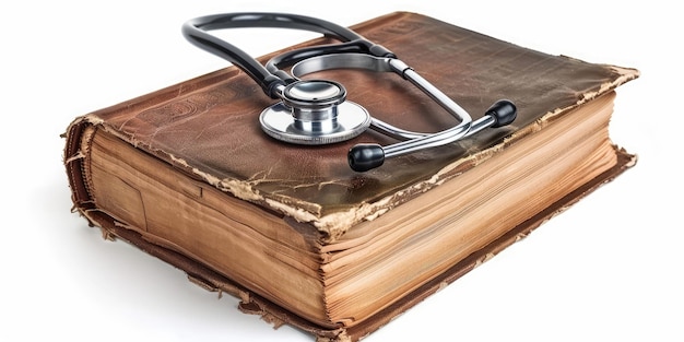 Doctor stethoscope on medical book AI generation