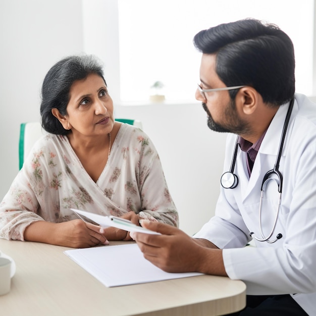 A doctor talking to the woman