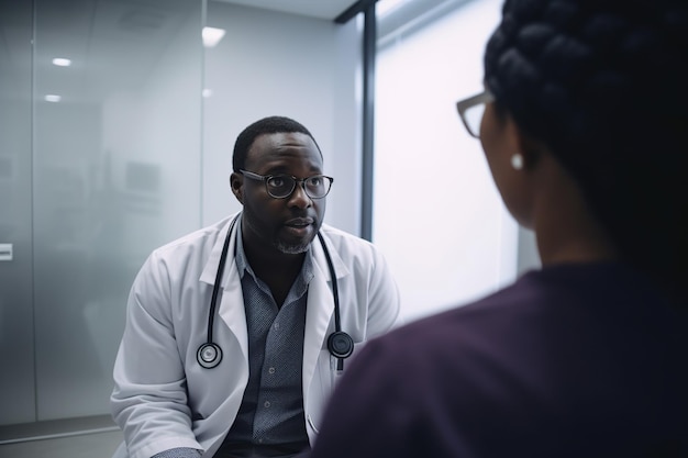 A doctor talks to a patient.