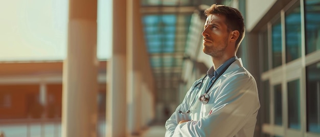 Doctor in Thoughtful Pose at Hospital