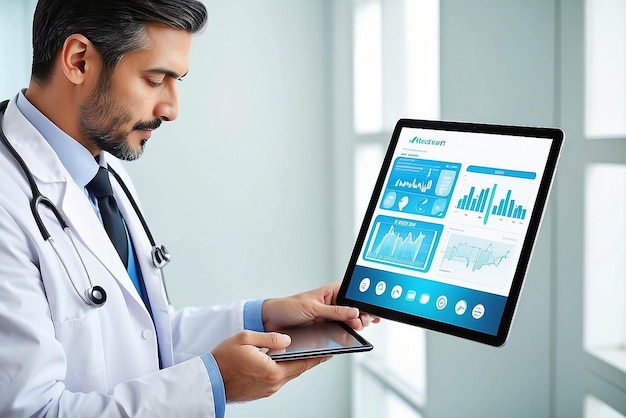 Doctor using tablet computer at the hospital Medical healthcare and doctor staff service