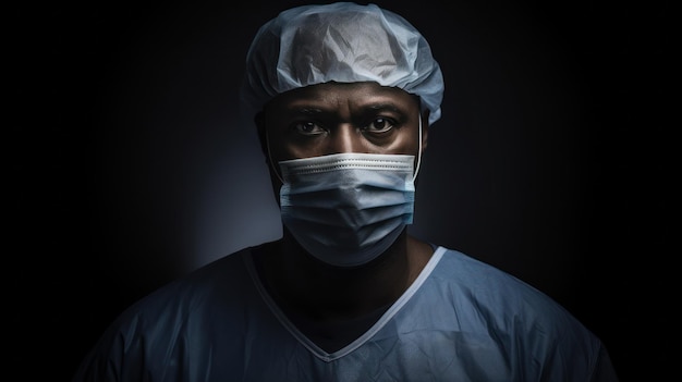 Doctor wearing a protective mask prepares for surgery