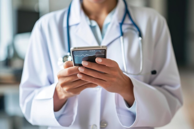 Doctor in White Coat Holding a Cell Phone