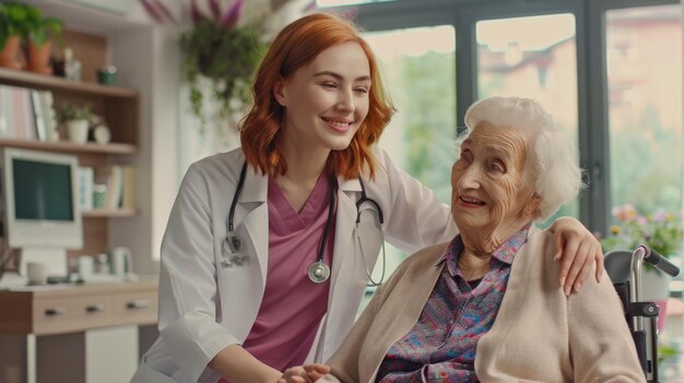 Photo the doctor with elderly patient