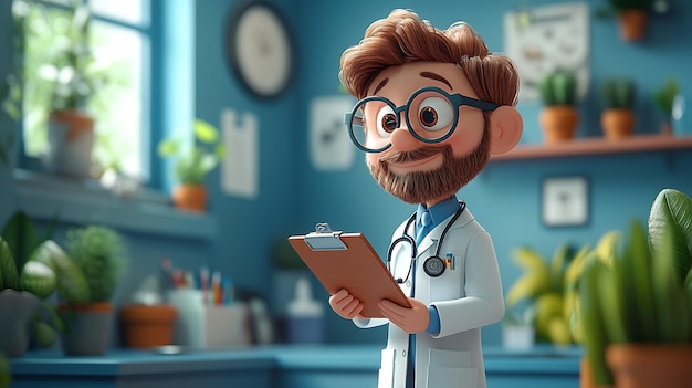 Photo a doctor with glasses reading a book in his hand