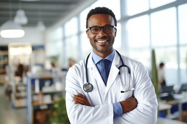 Doctor with hospital background