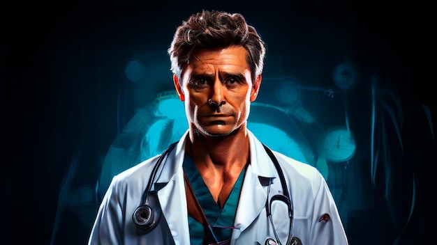 a doctor with a stethoscope on his neck is shown