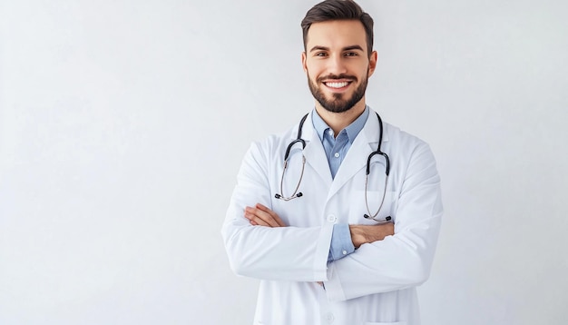 Photo a doctor with a stethoscope on his neck