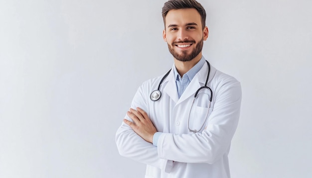 Photo a doctor with a stethoscope on his neck