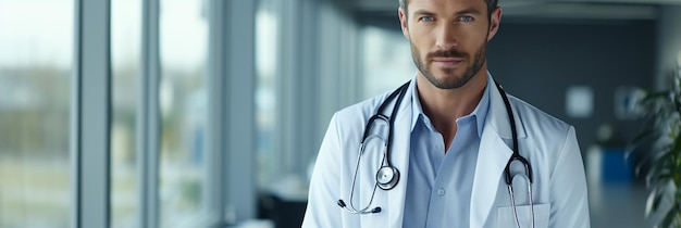 a doctor with a stethoscope on his neck