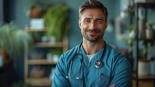 a doctor with a stethoscope on his neck