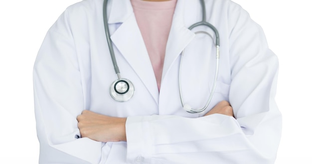 Doctor with stethoscope on isolated white background