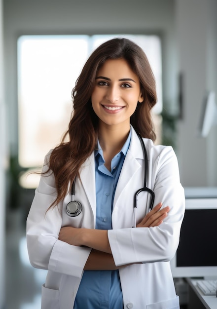 Doctor woman adult standing straight in hospital office