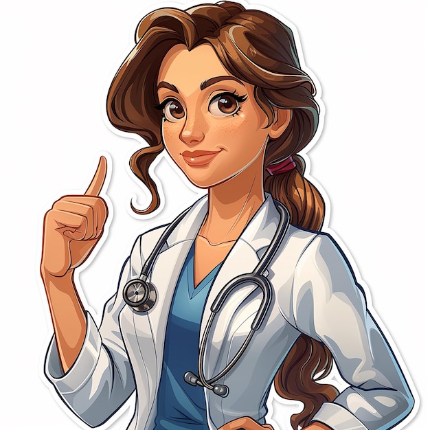 Doctor Woman Sticker Doing OK Gesture 2D Animation