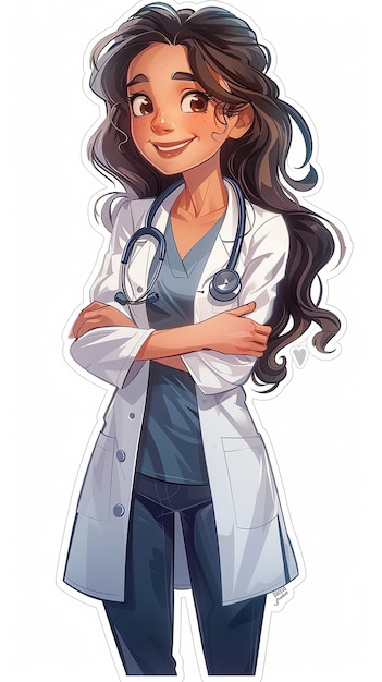 Doctor Woman Sticker Doing OK Gesture 2D Animation