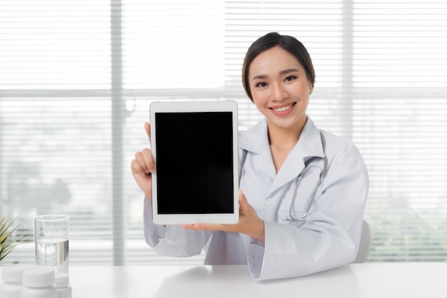 Doctor woman tablet computer medical with stethoscope