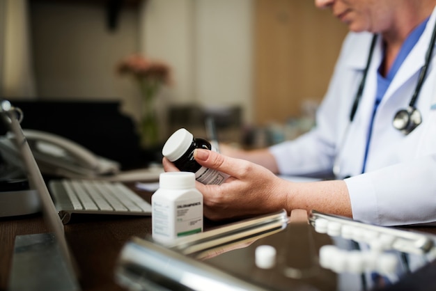 A doctor writing a prescription