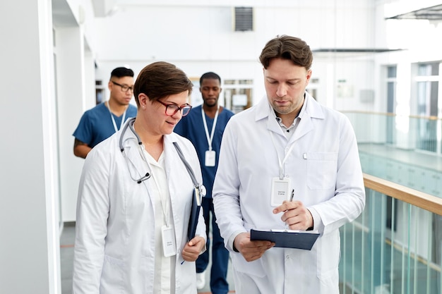 Doctors Walking in Clinic