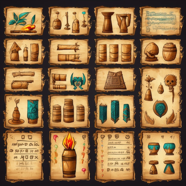 document papyrus scroll game ai generated roll message blank ui element retro document papyrus scroll game illustration