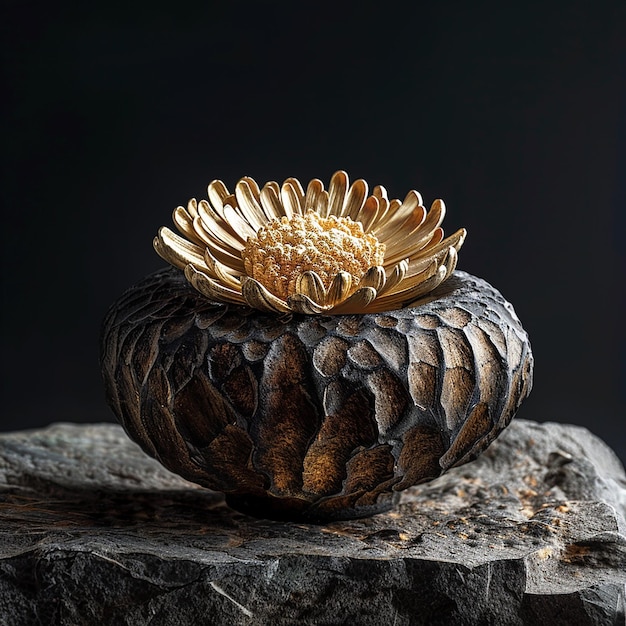 Photo dodol delicacy presented in a black bowl with golden chrysanthemum ball