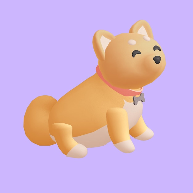 Dog 3d render vector illustrations