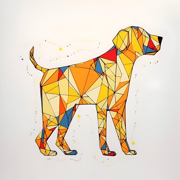 Photo dog abstract geometric polygonal illustration low poly style