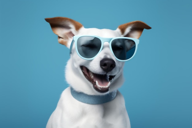 Dog animal funny smile pet isolated trendy cute sunglasses background portrait Generative AI