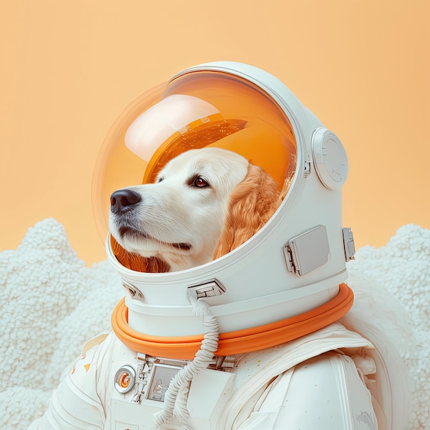 Dog astronaut in space suit Space pet portrait in pop art style AI