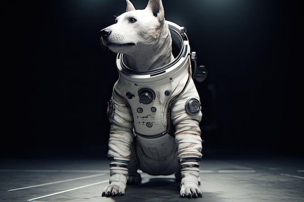 The dog astronaut wearing a space suit and a helmet Generative AI