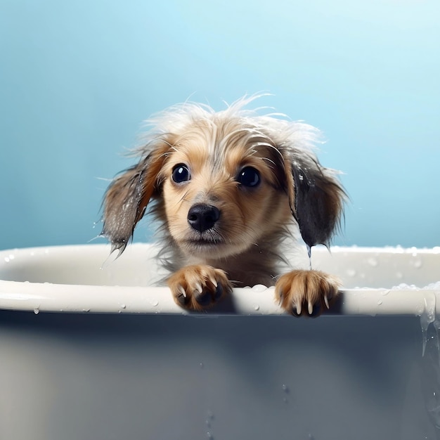 Dog Bathing in a Bathtub Generative AI