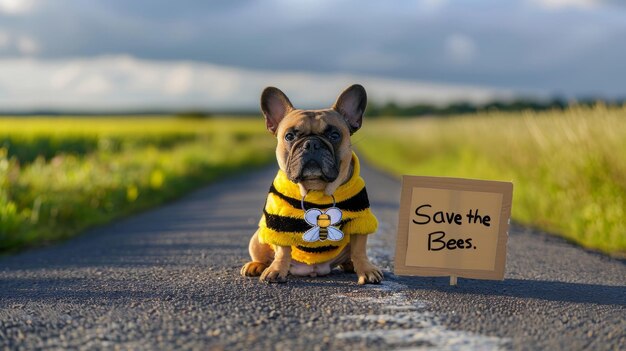 Photo the dog in bee costume