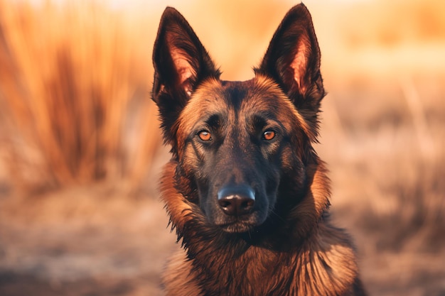 A dog of the Belgian shepherd breed on a natural background A dog on a walk in the park AI Generat