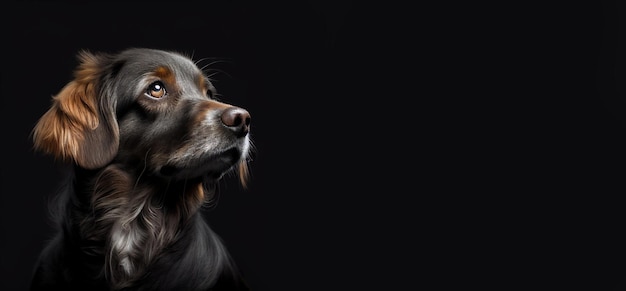 Dog on black background