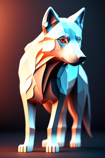 A dog in a blue and orange color