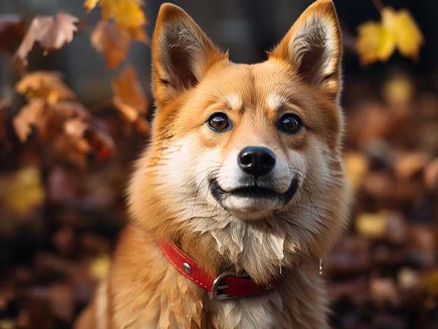 Dog breed shiba inu on a blurred background Generative AI