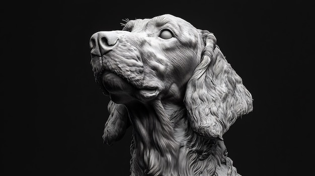 Dog bust black and white realistic close up