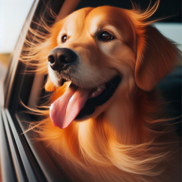 Dog in car beautiful photo loyal friend pet