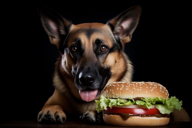 Dog care hamburger puppy Generate AI