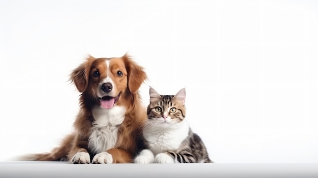 Dog and cat isolated on a white background