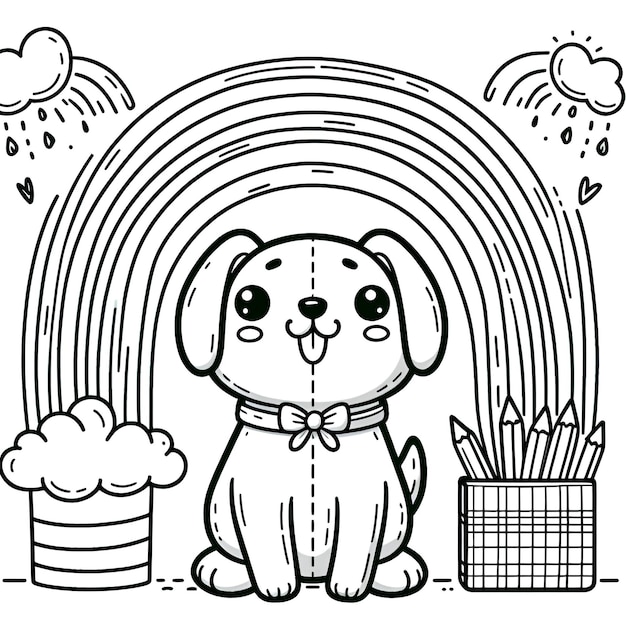 Dog coloring page for children ai generated