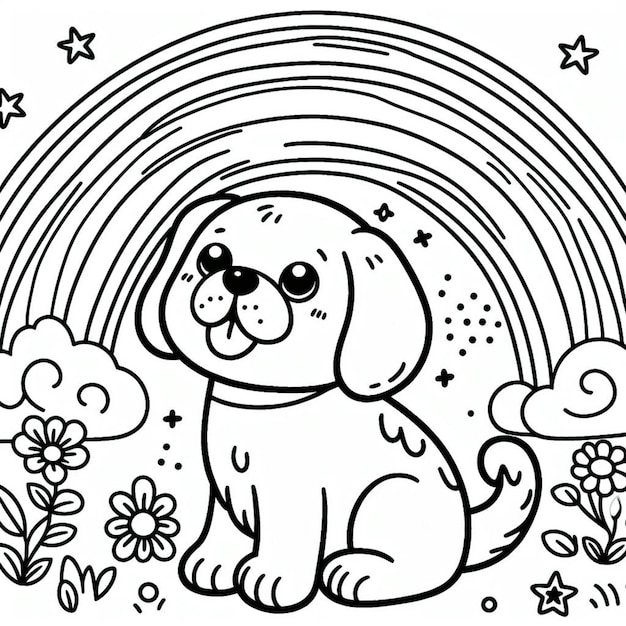 Dog coloring page for children ai generated