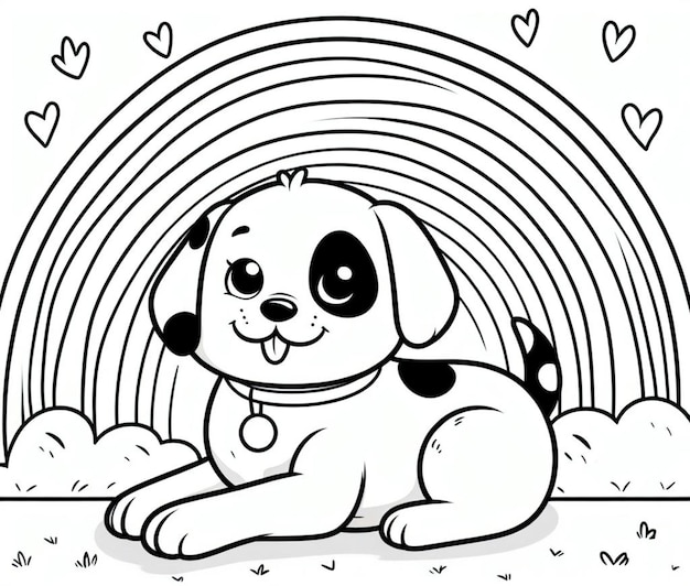 Dog coloring page for children ai generated